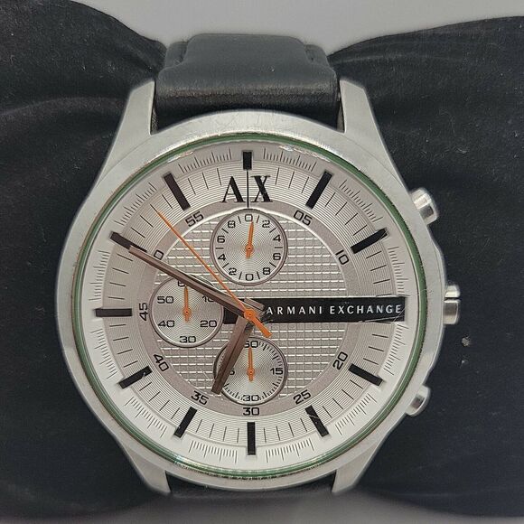 Armani Exchange AX2165 Men's Black Leather Analog Dial Quartz Wrist Watch BC607